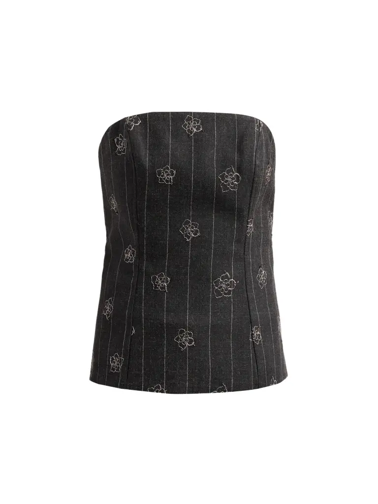 Milly Women's Aiden Embroidered Strapless Top