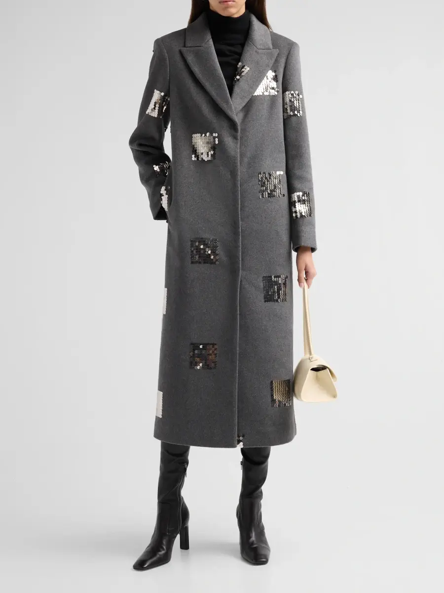 Milly Women's Wanda Sequin Coat | Thumbnail 2 Milly Women's Wanda Sequin Coat | Thumbnail 2