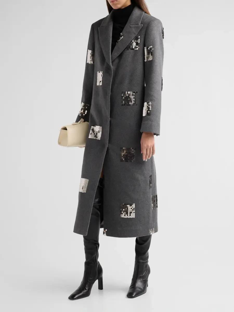 Milly Women's Wanda Sequin Coat | Thumbnail 4 Milly Women's Wanda Sequin Coat | Thumbnail 4