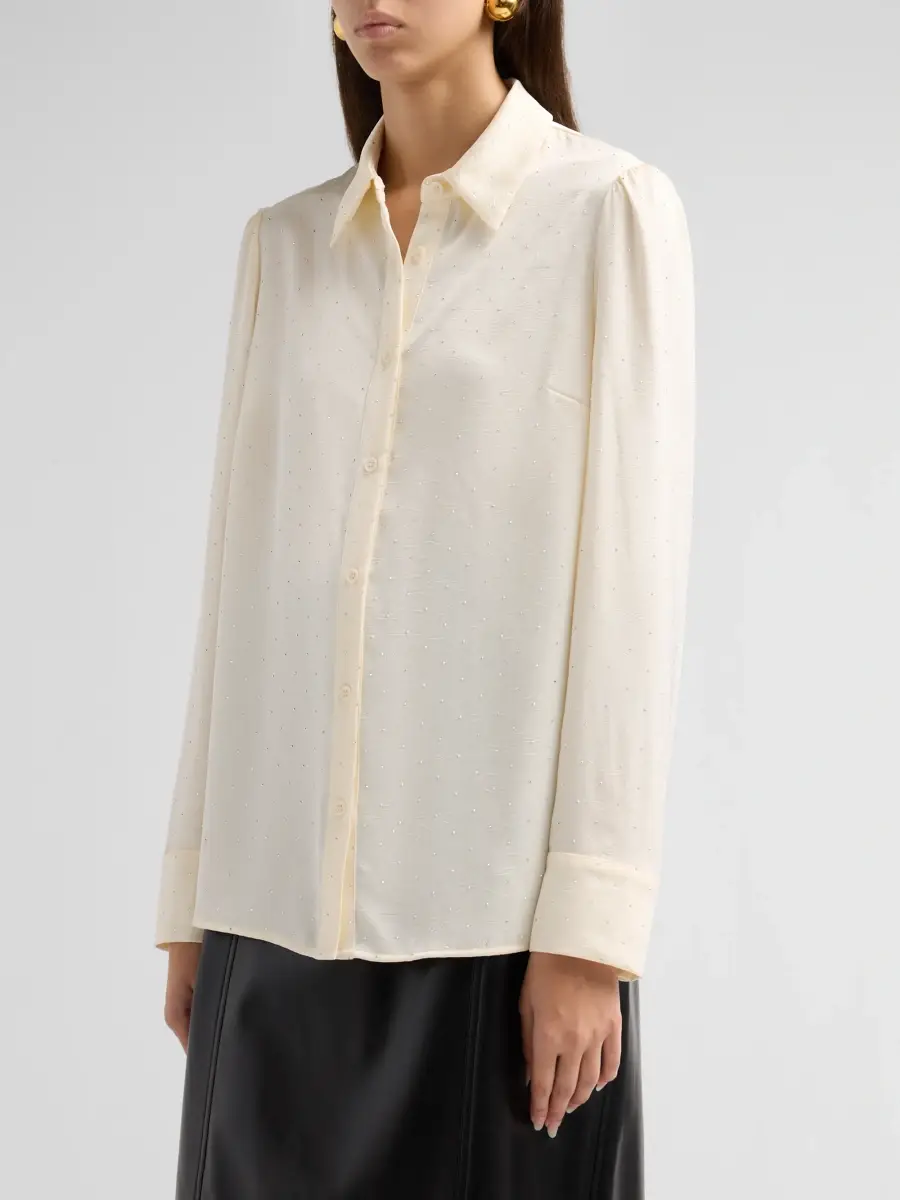 Milly Women's Ashton Embellished Crushed Satin Blouse | Thumbnail 4