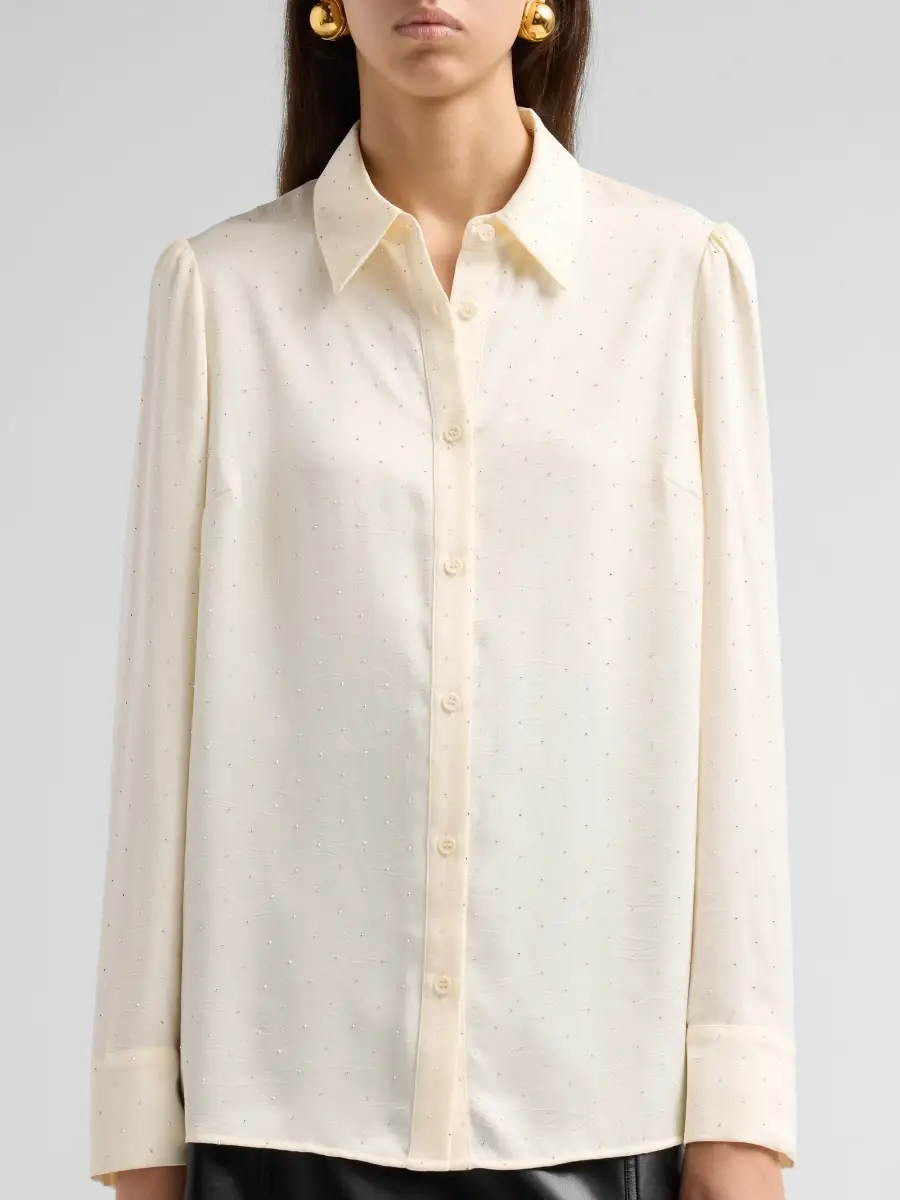 Milly Women's Ashton Embellished Crushed Satin Blouse | Thumbnail 5