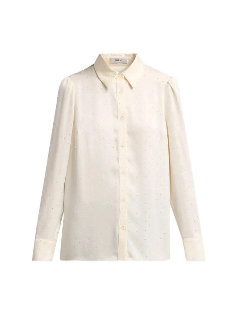 Milly Women's Ashton Embellished Crushed Satin Blouse