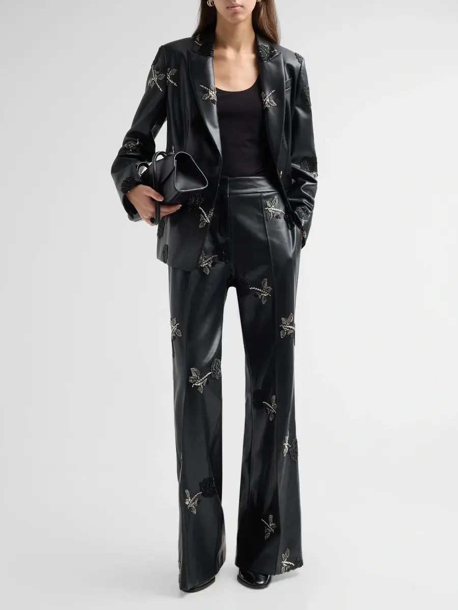 Milly Women's Avery Beaded Faux-Leather Blazer | Thumbnail 2 Milly Women's Avery Beaded Faux-Leather Blazer | Thumbnail 2