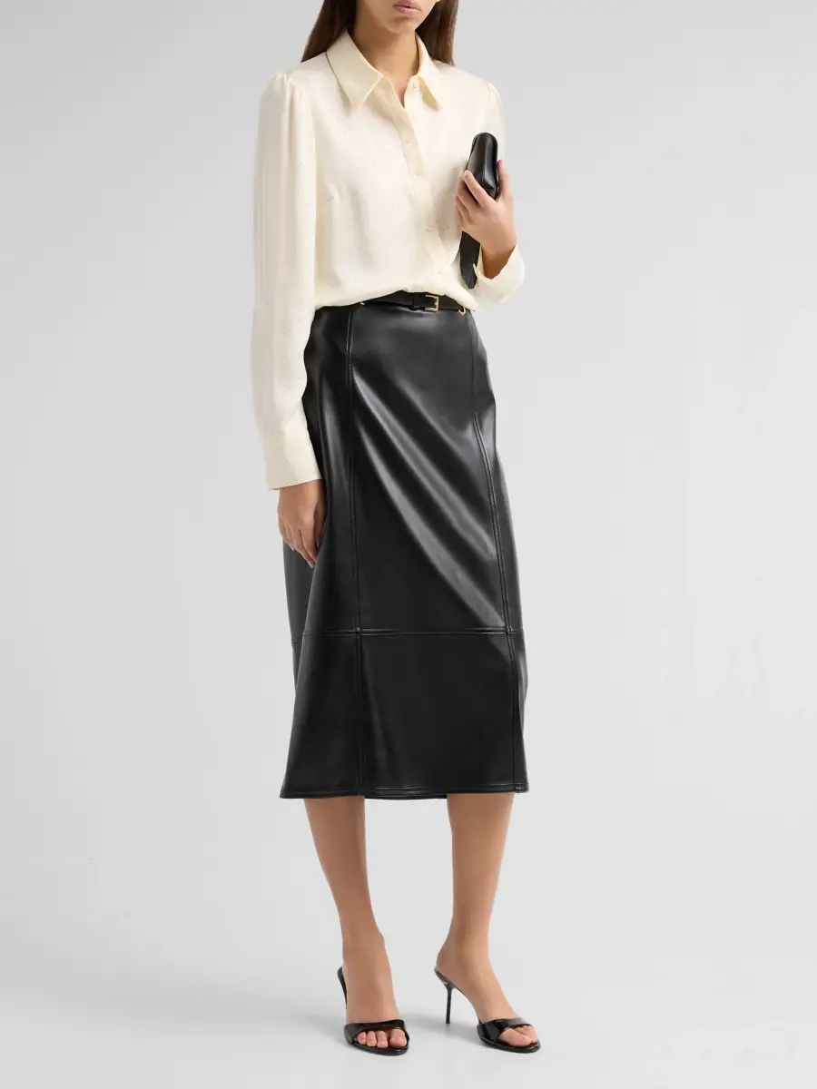 Milly Women's Nico Faux-Leather Midi Skirt | Thumbnail 2 Milly Women's Nico Faux-Leather Midi Skirt | Thumbnail 2
