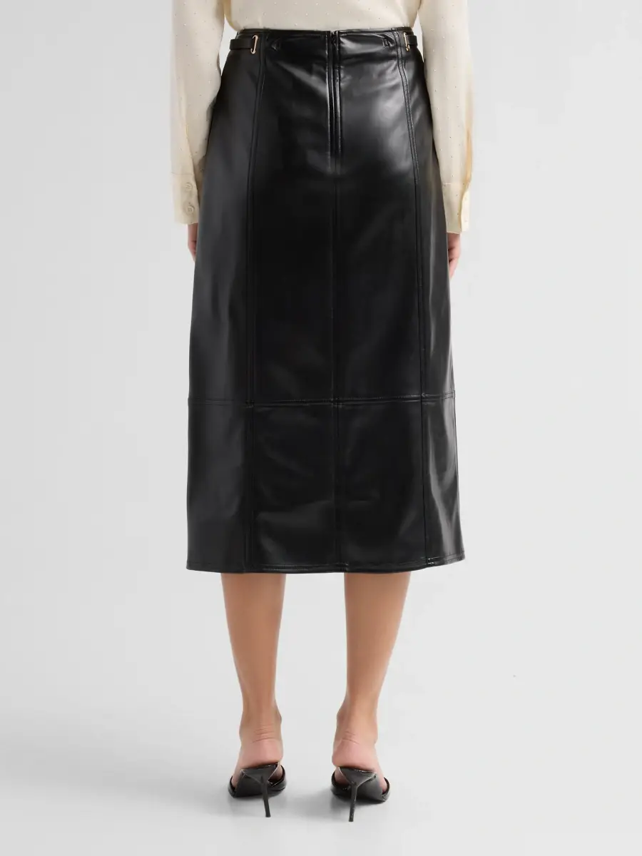 Milly Women's Nico Faux-Leather Midi Skirt | Thumbnail 3 Milly Women's Nico Faux-Leather Midi Skirt | Thumbnail 3