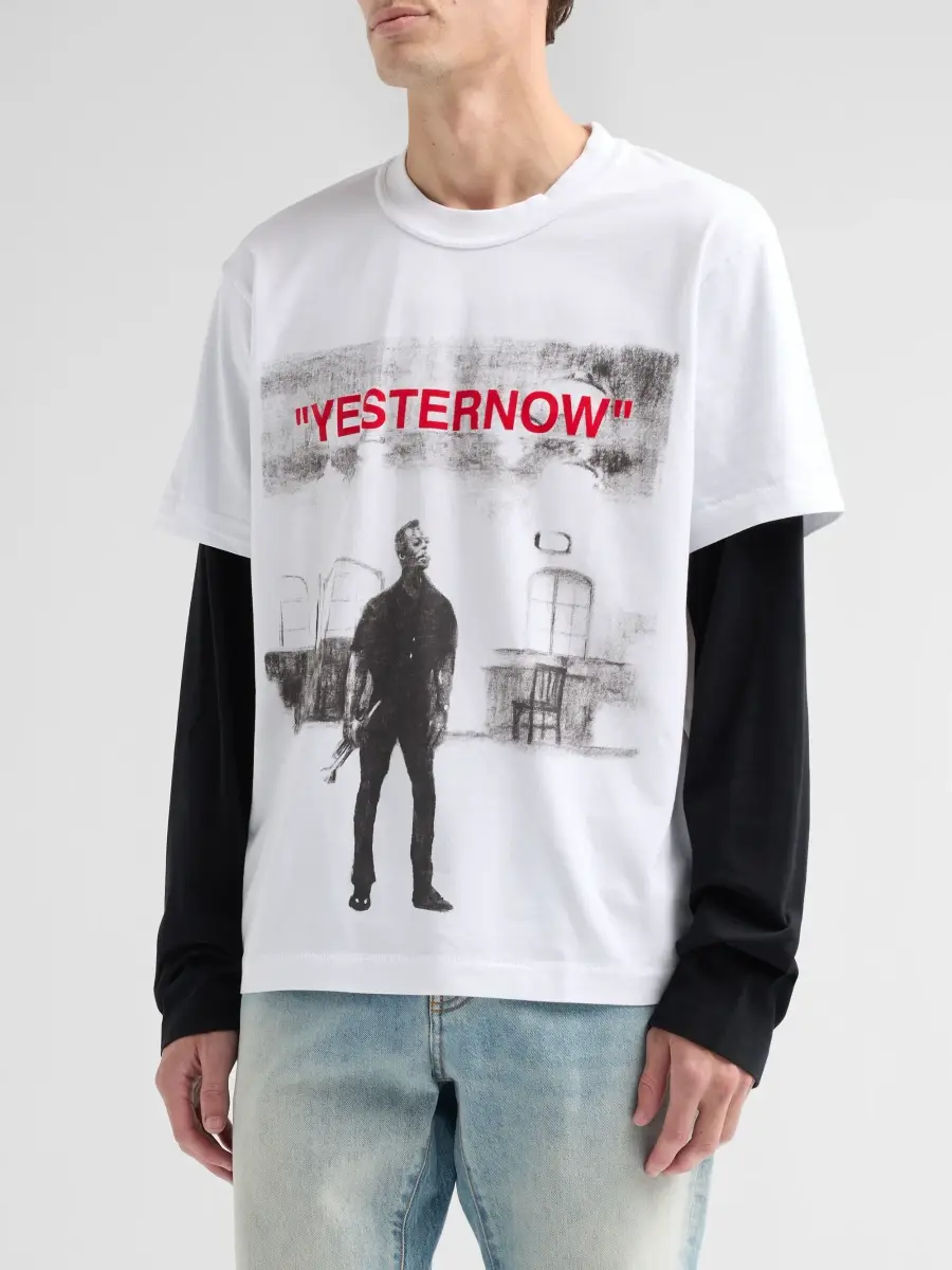 Off-White Men's Yesternow Double-Sleeve Crewneck T-Shirt | Thumbnail 4