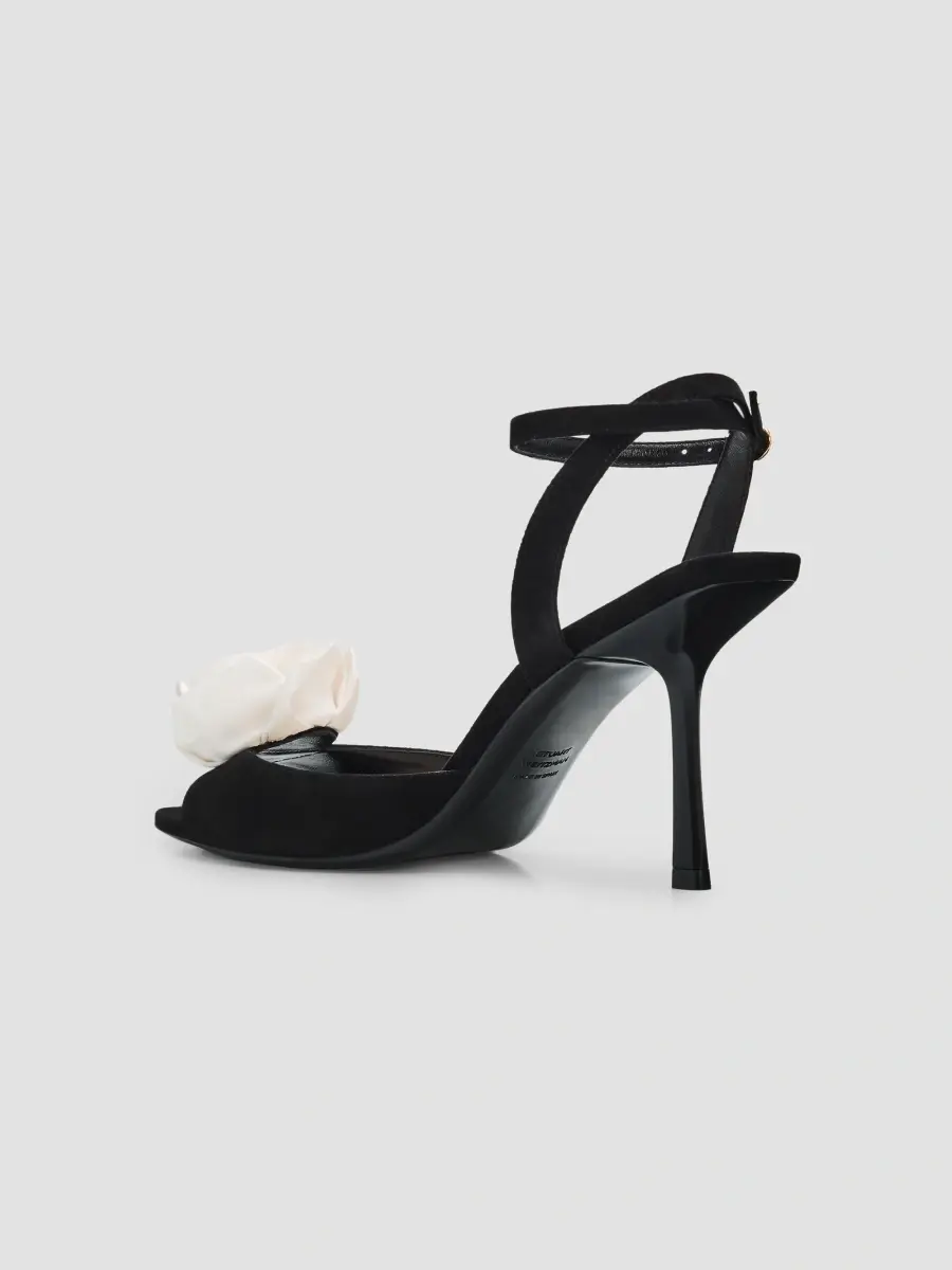 Stuart Weitzman Women's 85MM Floral Appliqué Suede Sandals | Thumbnail 4 Stuart Weitzman Women's 85MM Floral Appliqué Suede Sandals | Thumbnail 4