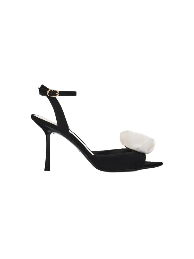 Women's 85MM Floral Appliqué Suede Sandals