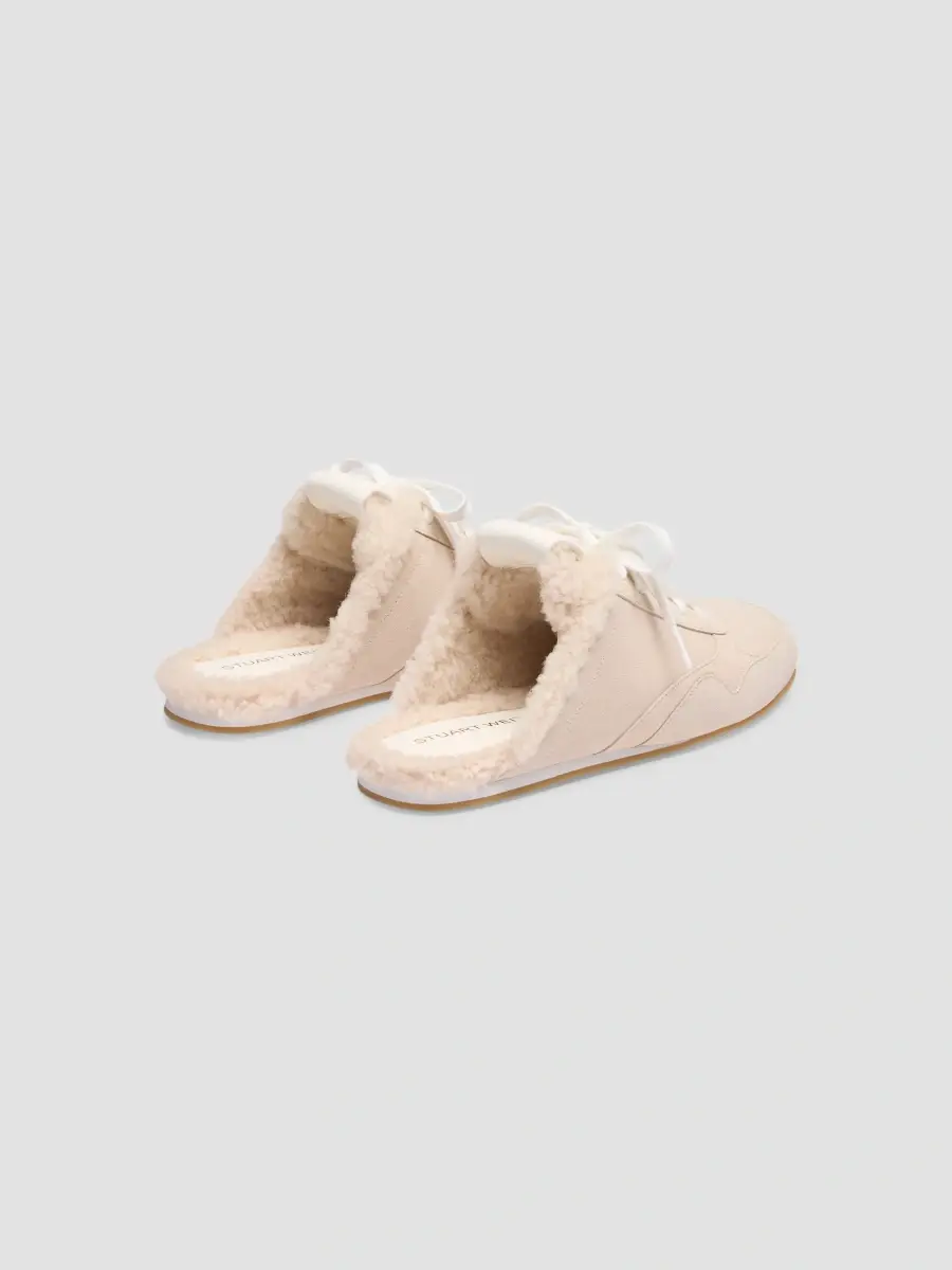 Stuart Weitzman Women's Bond Suede & Shearling Lace-Up Mules | Thumbnail 3 Stuart Weitzman Women's Bond Suede & Shearling Lace-Up Mules | Thumbnail 3
