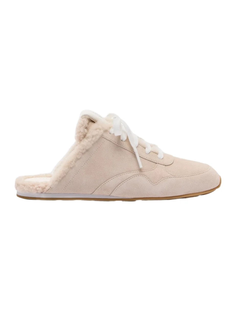 Stuart Weitzman Women's Bond Suede & Shearling Lace-Up Mules