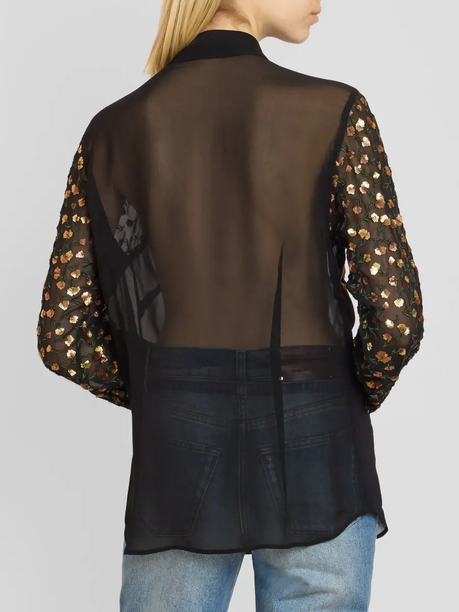 Dries Van Noten Women's Chowy Floral Embellished Sheer Shirt | Thumbnail 3 Dries Van Noten Women's Chowy Floral Embellished Sheer Shirt | Thumbnail 3