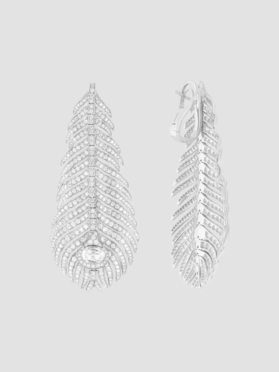 Boucheron Women's Plume de Paon 18K White Gold & 5.80 TCW Diamond Drop Earrings | Thumbnail 2 Boucheron Women's Plume de Paon 18K White Gold & 5.80 TCW Diamond Drop Earrings | Thumbnail 2