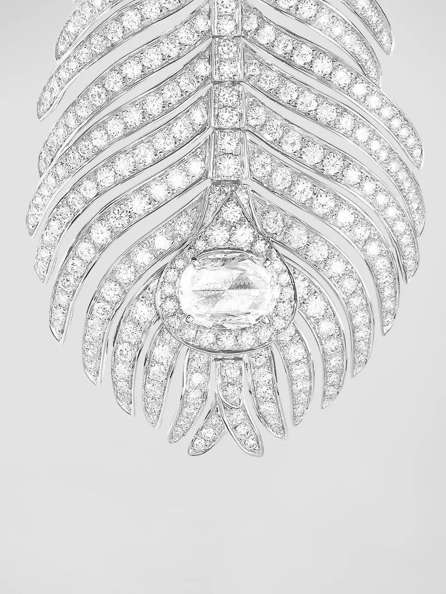 Boucheron Women's Plume de Paon 18K White Gold & 5.80 TCW Diamond Drop Earrings | Thumbnail 4 Boucheron Women's Plume de Paon 18K White Gold & 5.80 TCW Diamond Drop Earrings | Thumbnail 4