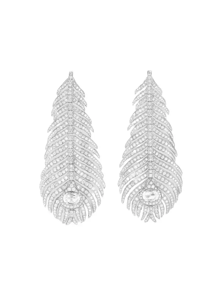 Women's Plume de Paon 18K White Gold & 5.80 TCW Diamond Drop Earrings Women's Plume de Paon 18K White Gold & 5.80 TCW Diamond Drop Earrings