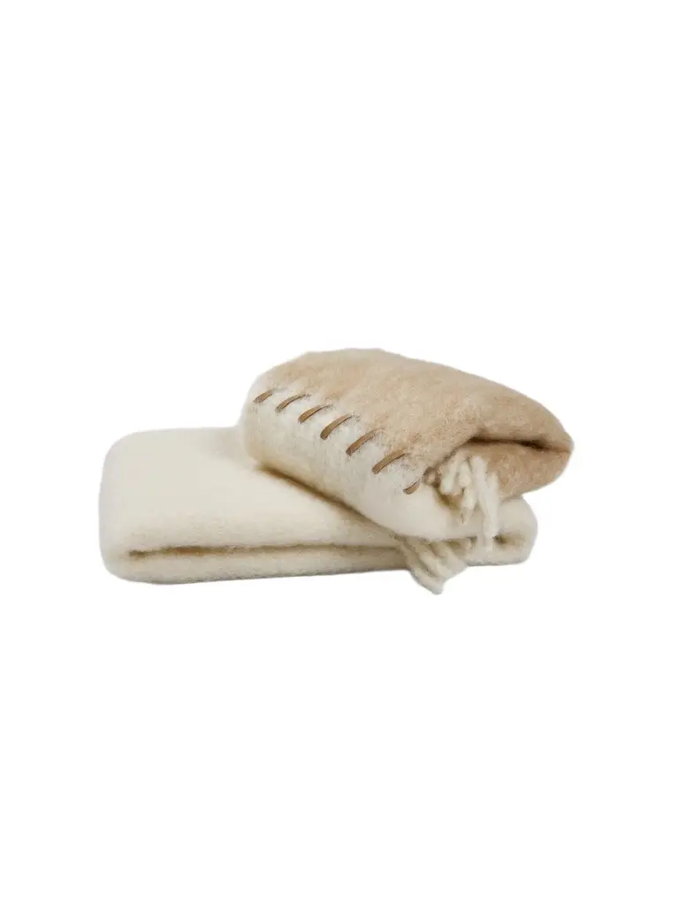 Mantas Ezcaray Stitching Mohair-Blend Throw Blanket