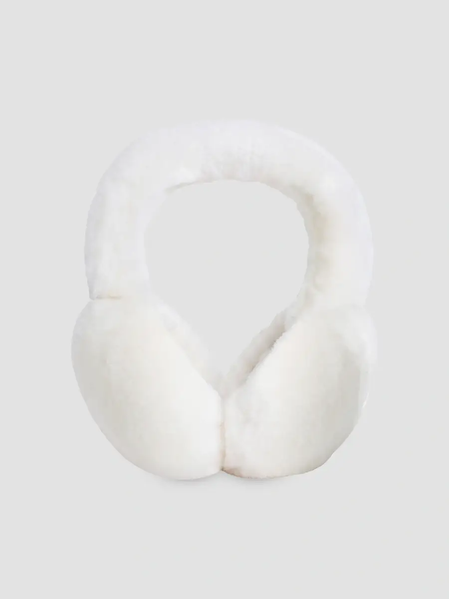 Gorski Women's Select Shearling Lamb Earmuffs with Covered Band - Ivory | Thumbnail 2 Gorski Women's Select Shearling Lamb Earmuffs with Covered Band - Ivory | Thumbnail 2