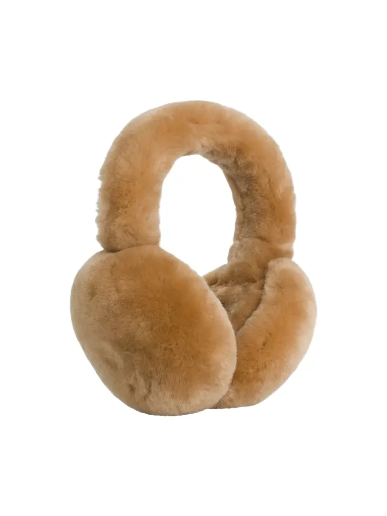 Gorski Women's Select Shearling Lamb Earmuffs with Covered Band - Camel