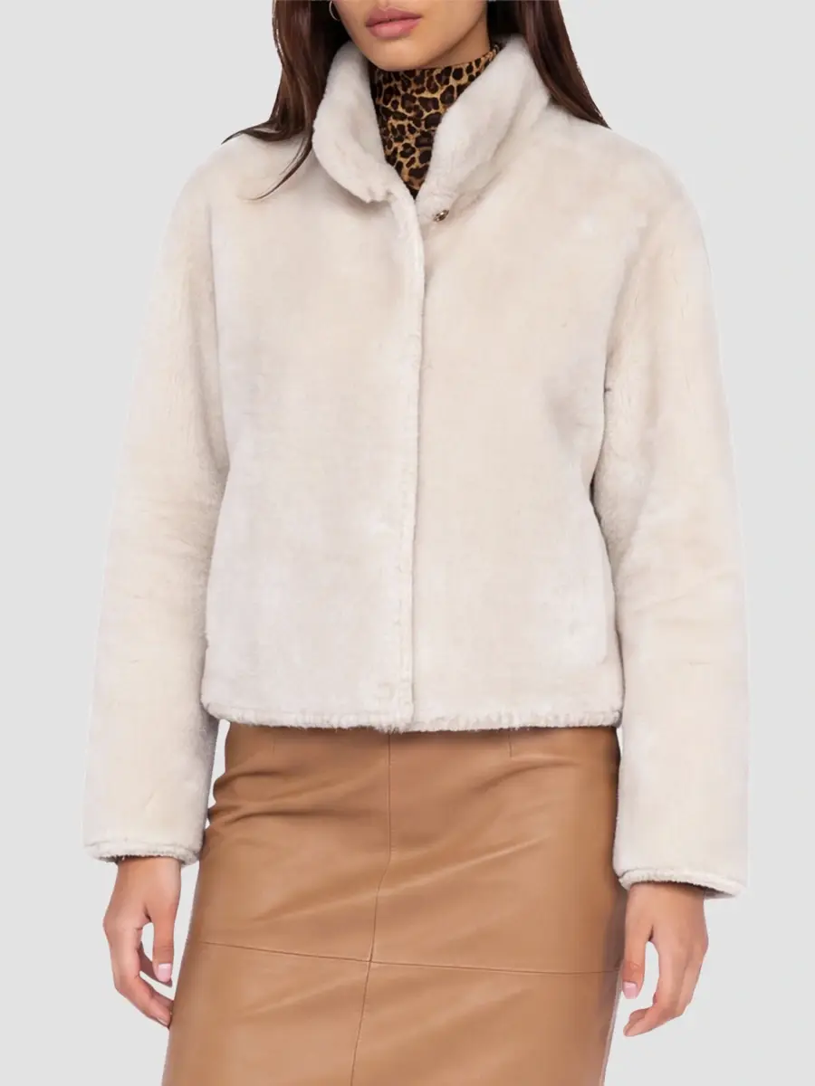 Gorski Women's Reversible Merino Shearling Lamb Coat with Embroidery - Cream | Thumbnail 3 Gorski Women's Reversible Merino Shearling Lamb Coat with Embroidery - Cream | Thumbnail 3