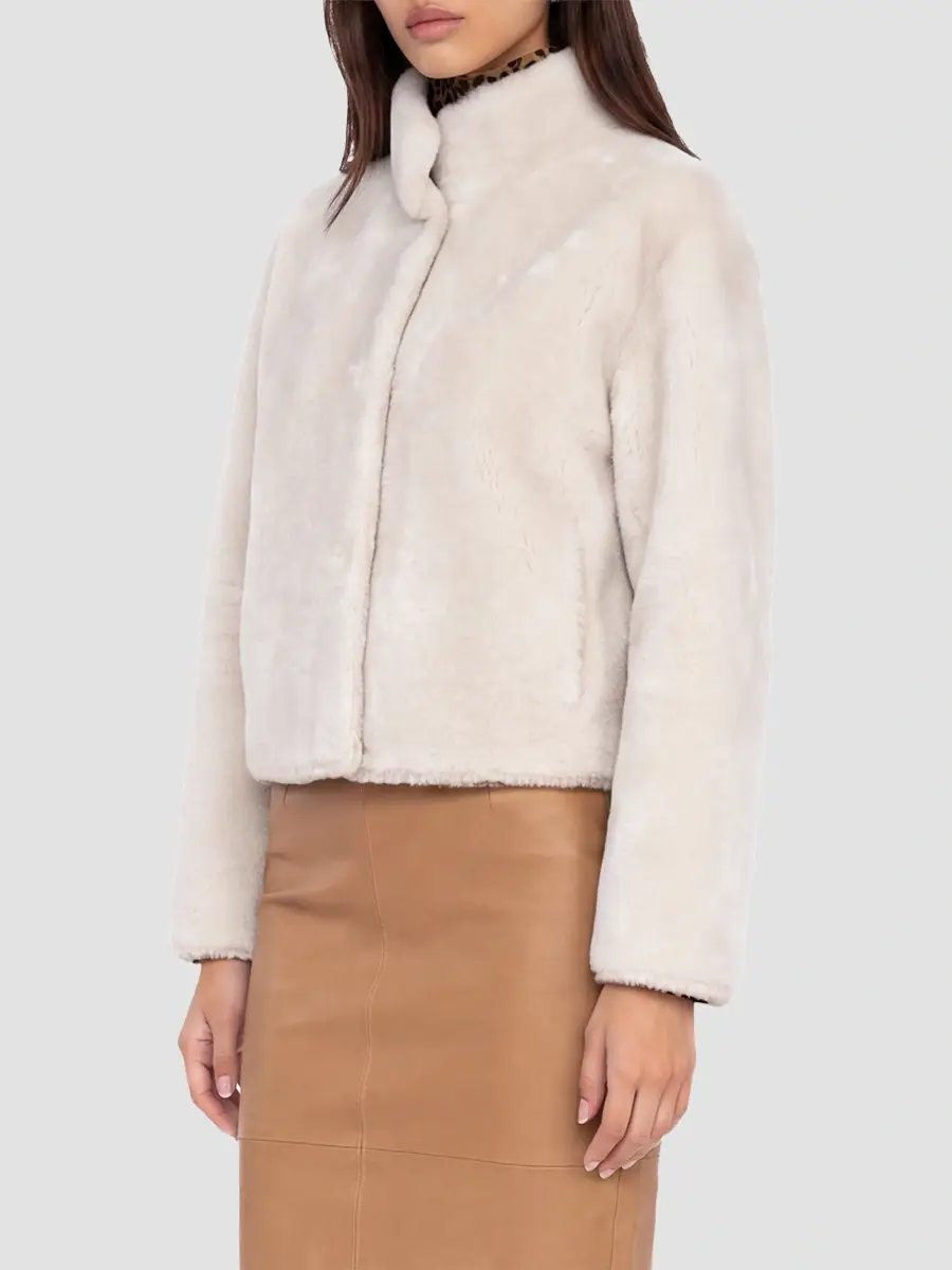 Gorski Women's Reversible Merino Shearling Lamb Coat with Embroidery - Cream | Thumbnail 4 Gorski Women's Reversible Merino Shearling Lamb Coat with Embroidery - Cream | Thumbnail 4