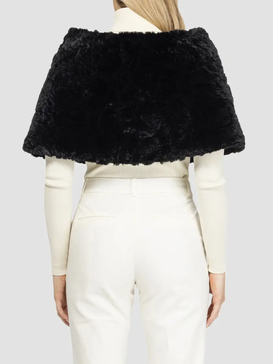 Gorski Women's Select Shearling Lamb Rose Cut Capelet | Thumbnail 5 Gorski Women's Select Shearling Lamb Rose Cut Capelet | Thumbnail 5