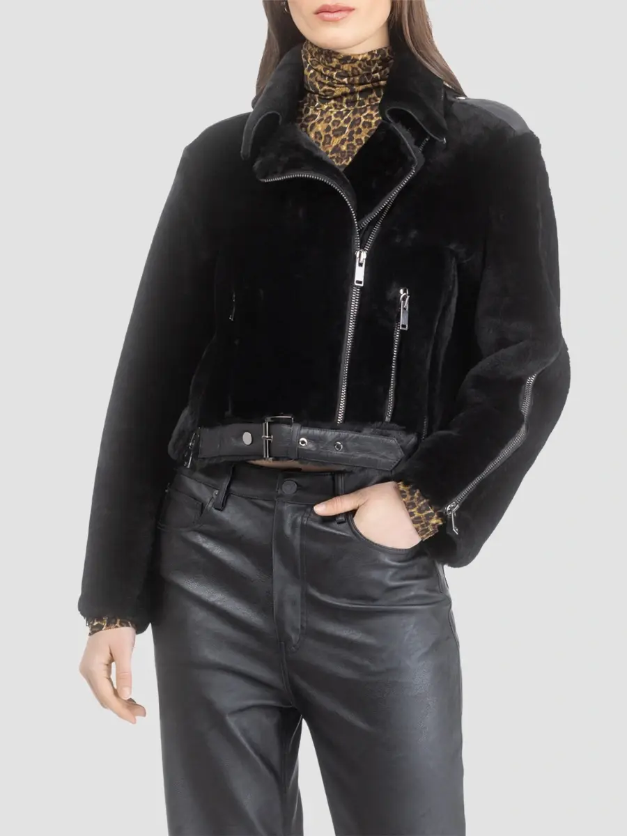 Gorski Women's Select Shearling Lamb and Leather Moto Jacket | Thumbnail 3 Gorski Women's Select Shearling Lamb and Leather Moto Jacket | Thumbnail 3