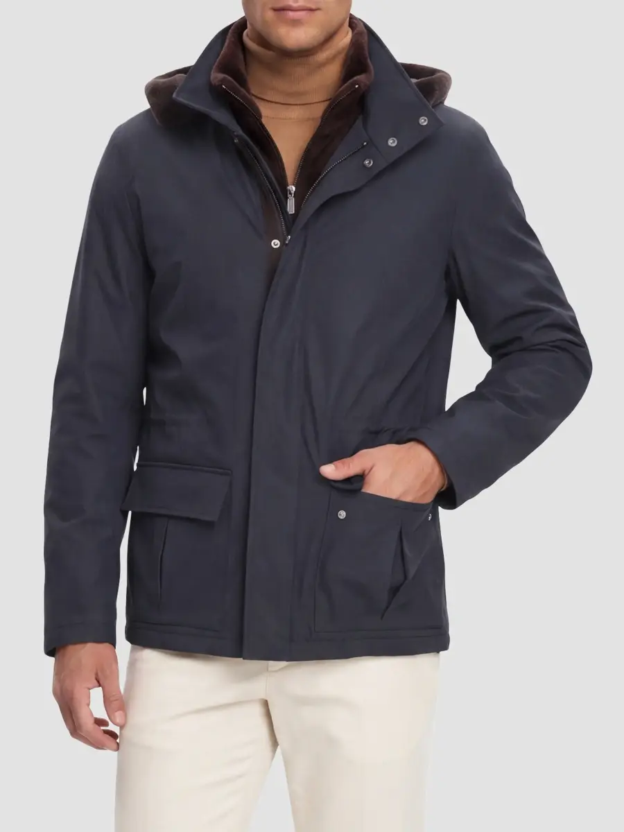 Gorski Men's Water Repellent Parka Jacket with Select Shearling Lamb Trim | Thumbnail 2 Gorski Men's Water Repellent Parka Jacket with Select Shearling Lamb Trim | Thumbnail 2