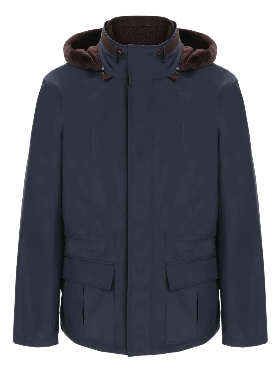 Gorski Men's Water Repellent Parka Jacket with Select Shearling Lamb Trim