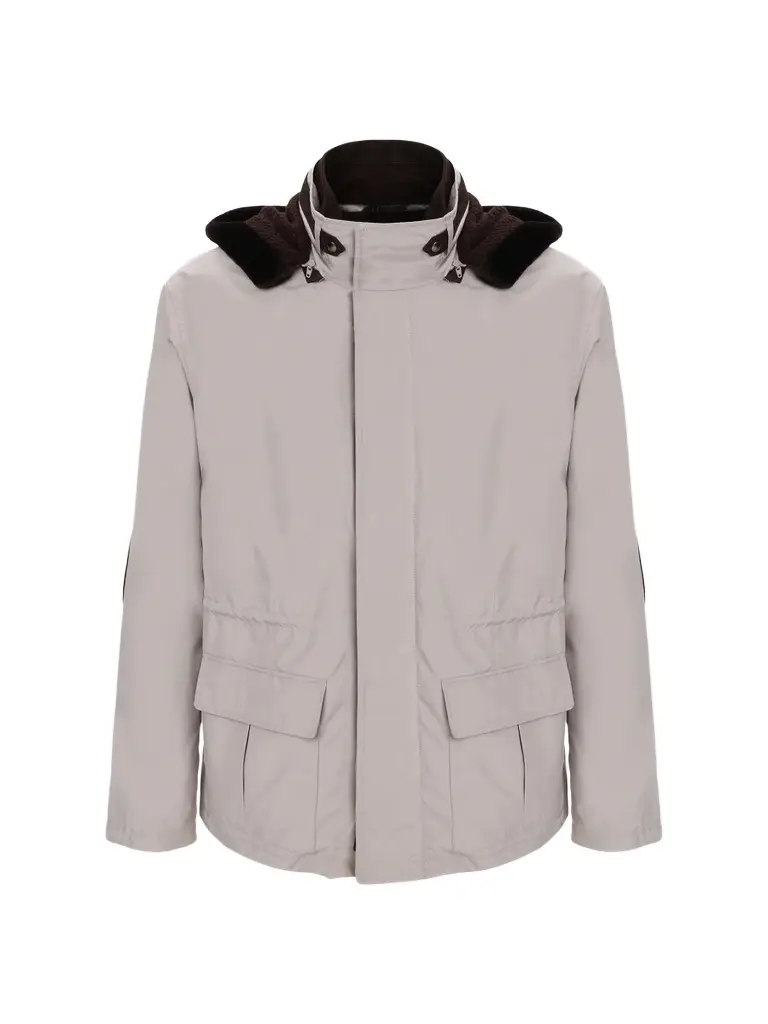 Gorski Men's Water Repellent Parka Jacket with Select Shearling Lamb Trim