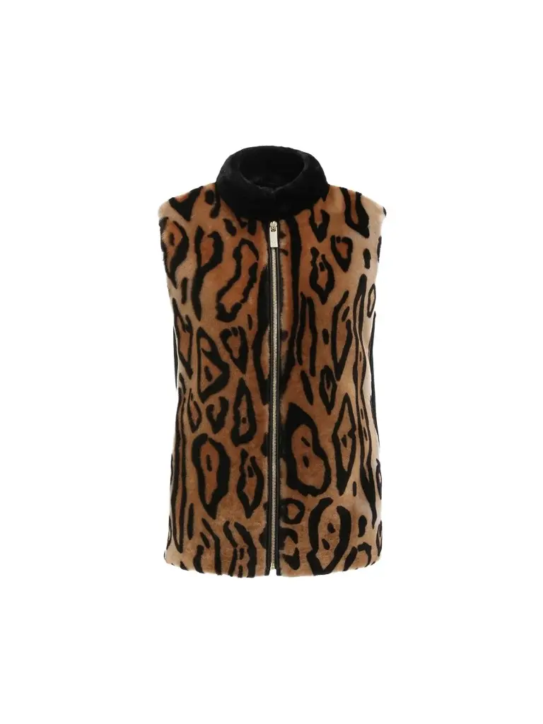 Gorski Women's Select Shearling Lamb Zip Vest with Wool Back Crafted From Loro Piana