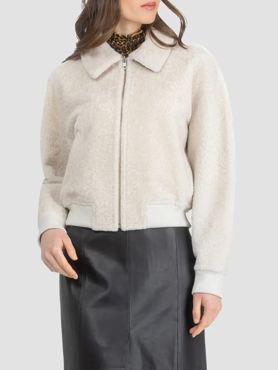 Gorski Women's Reversible Textured Shearling Lamb Zip Jacket | Thumbnail 3 Gorski Women's Reversible Textured Shearling Lamb Zip Jacket | Thumbnail 3