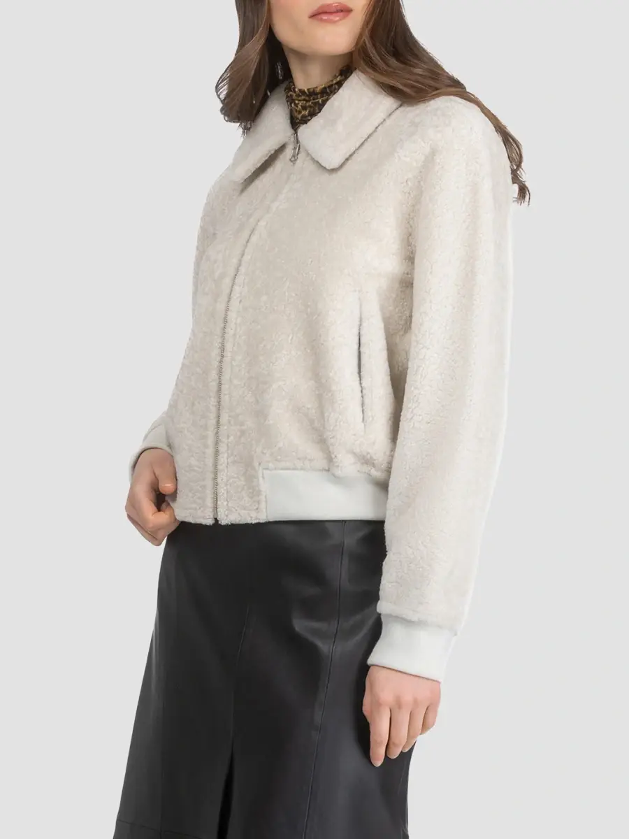 Gorski Women's Reversible Textured Shearling Lamb Zip Jacket | Thumbnail 4 Gorski Women's Reversible Textured Shearling Lamb Zip Jacket | Thumbnail 4
