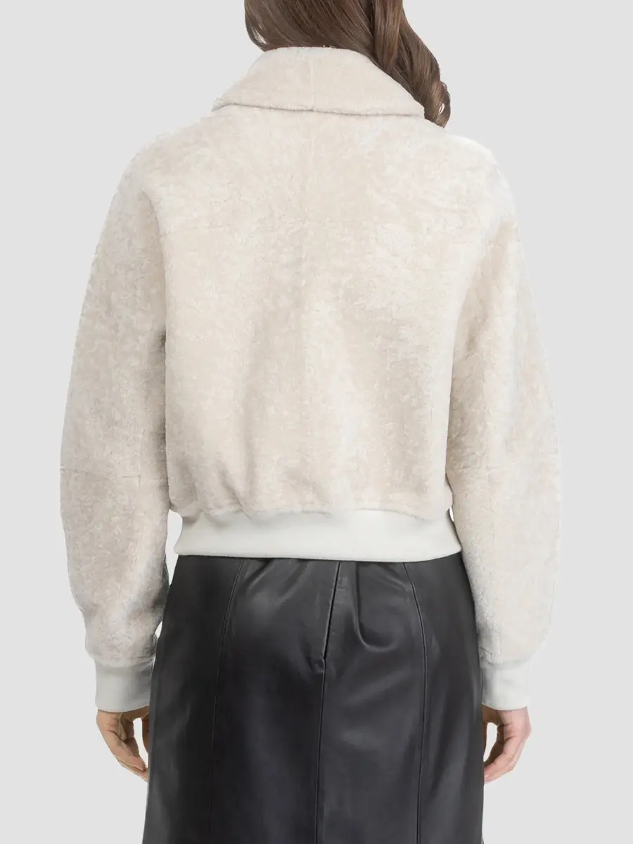 Gorski Women's Reversible Textured Shearling Lamb Zip Jacket | Thumbnail 5 Gorski Women's Reversible Textured Shearling Lamb Zip Jacket | Thumbnail 5