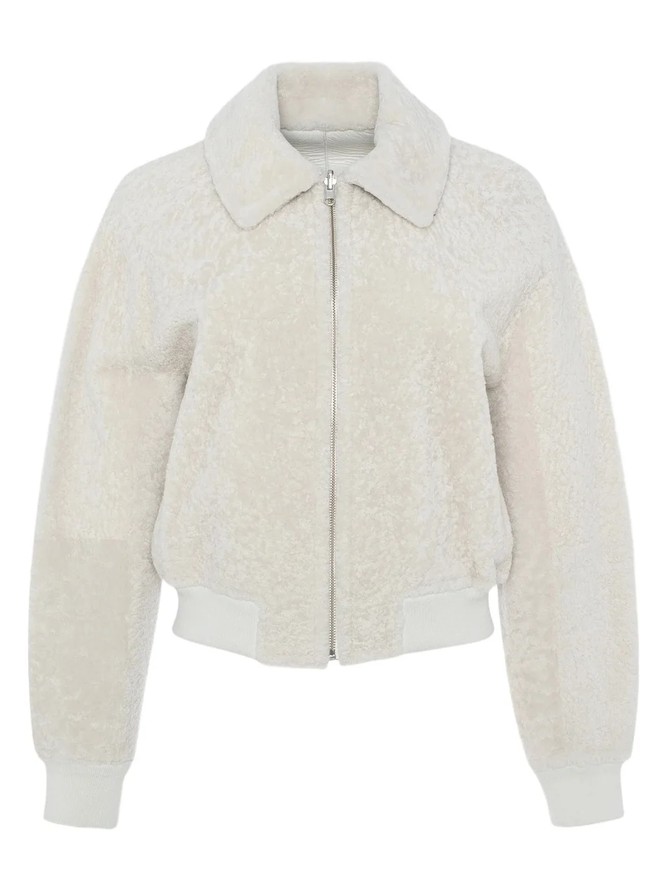 Women's Reversible Textured Shearling Lamb Zip Jacket Women's Reversible Textured Shearling Lamb Zip Jacket