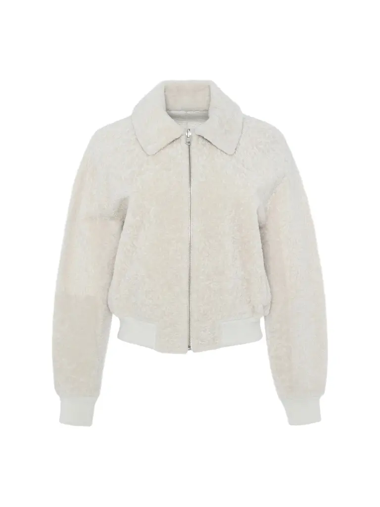 Women's Reversible Textured Shearling Lamb Zip Jacket