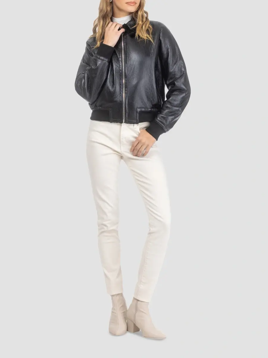 Gorski Women's Reversible Textured Shearling Lamb Zip Jacket | Thumbnail 2 Gorski Women's Reversible Textured Shearling Lamb Zip Jacket | Thumbnail 2