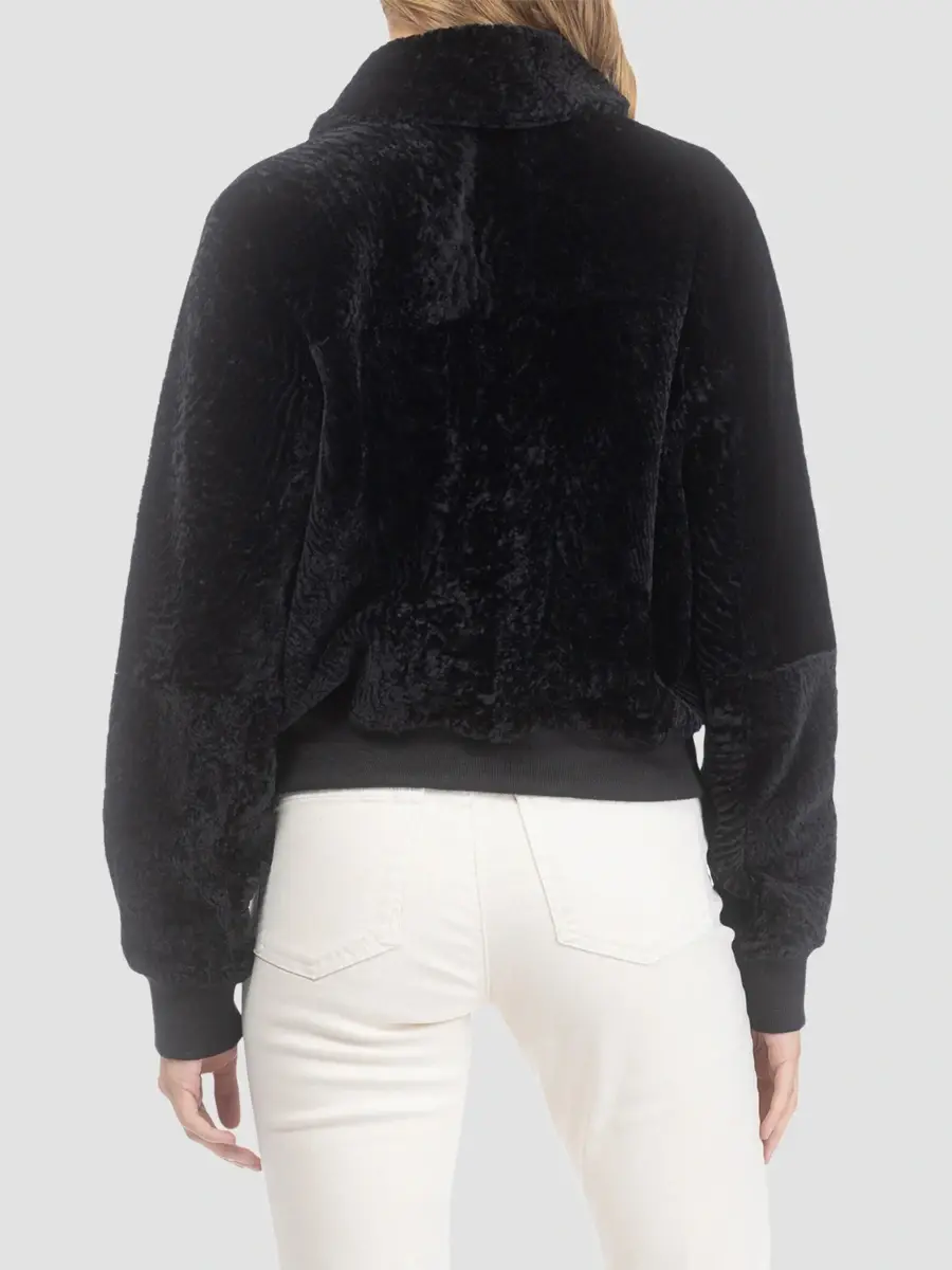Gorski Women's Reversible Textured Shearling Lamb Zip Jacket | Thumbnail 5 Gorski Women's Reversible Textured Shearling Lamb Zip Jacket | Thumbnail 5