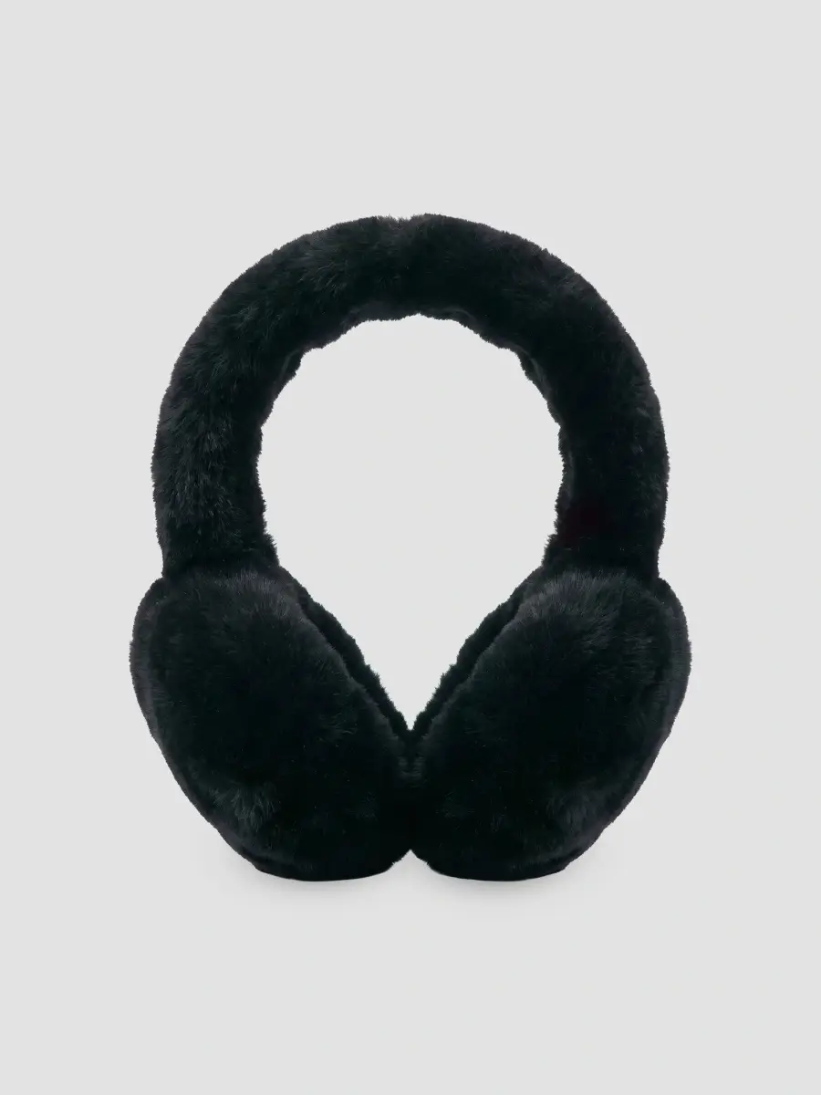 Gorski Women's Select Shearling Lamb Earmuffs with Covered Band - Black | Thumbnail 2 Gorski Women's Select Shearling Lamb Earmuffs with Covered Band - Black | Thumbnail 2