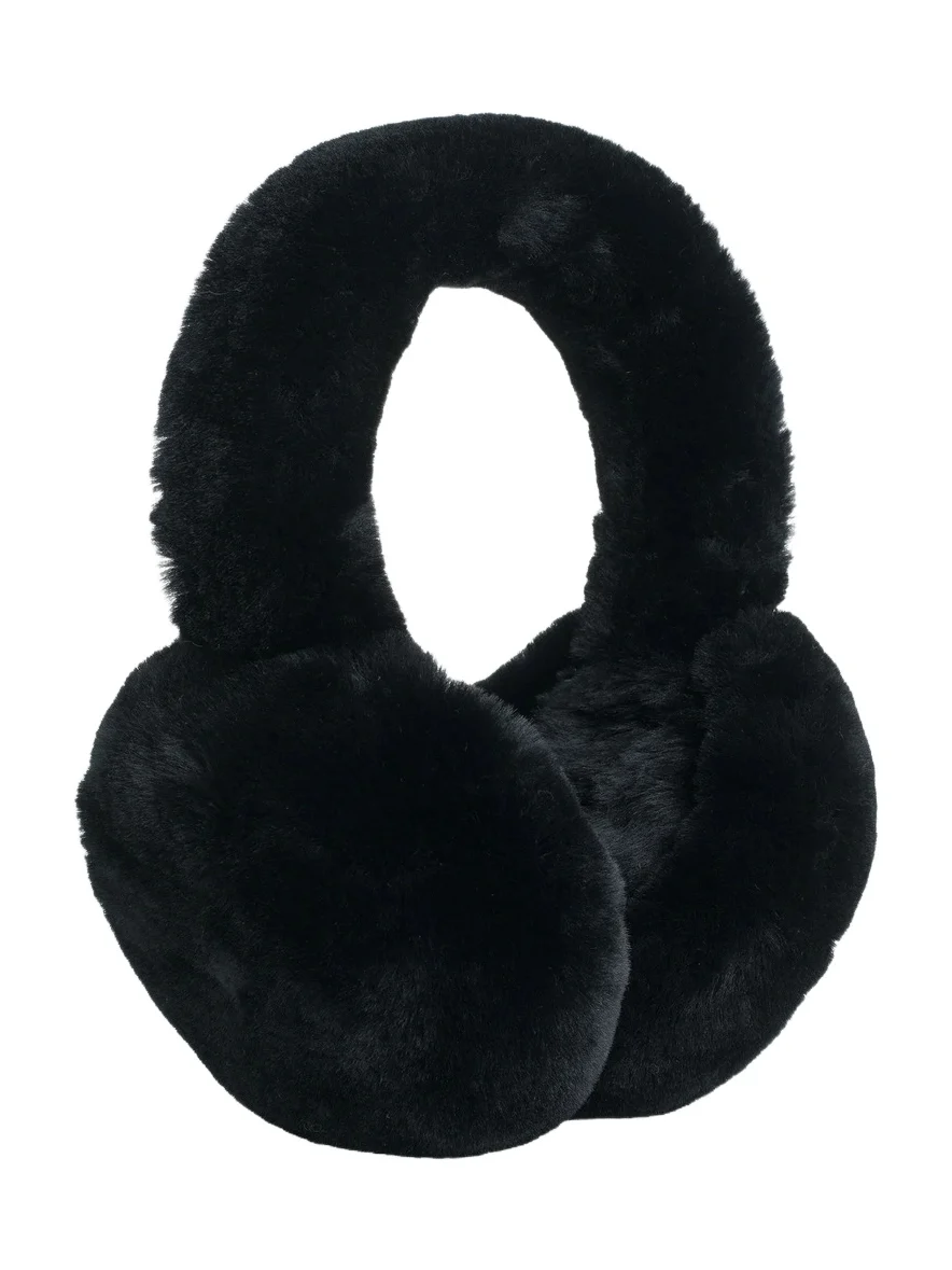 Women's Select Shearling Lamb Earmuffs with Covered Band - Black Women's Select Shearling Lamb Earmuffs with Covered Band - Black