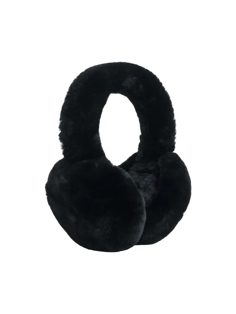 Gorski Women's Select Shearling Lamb Earmuffs with Covered Band - Black