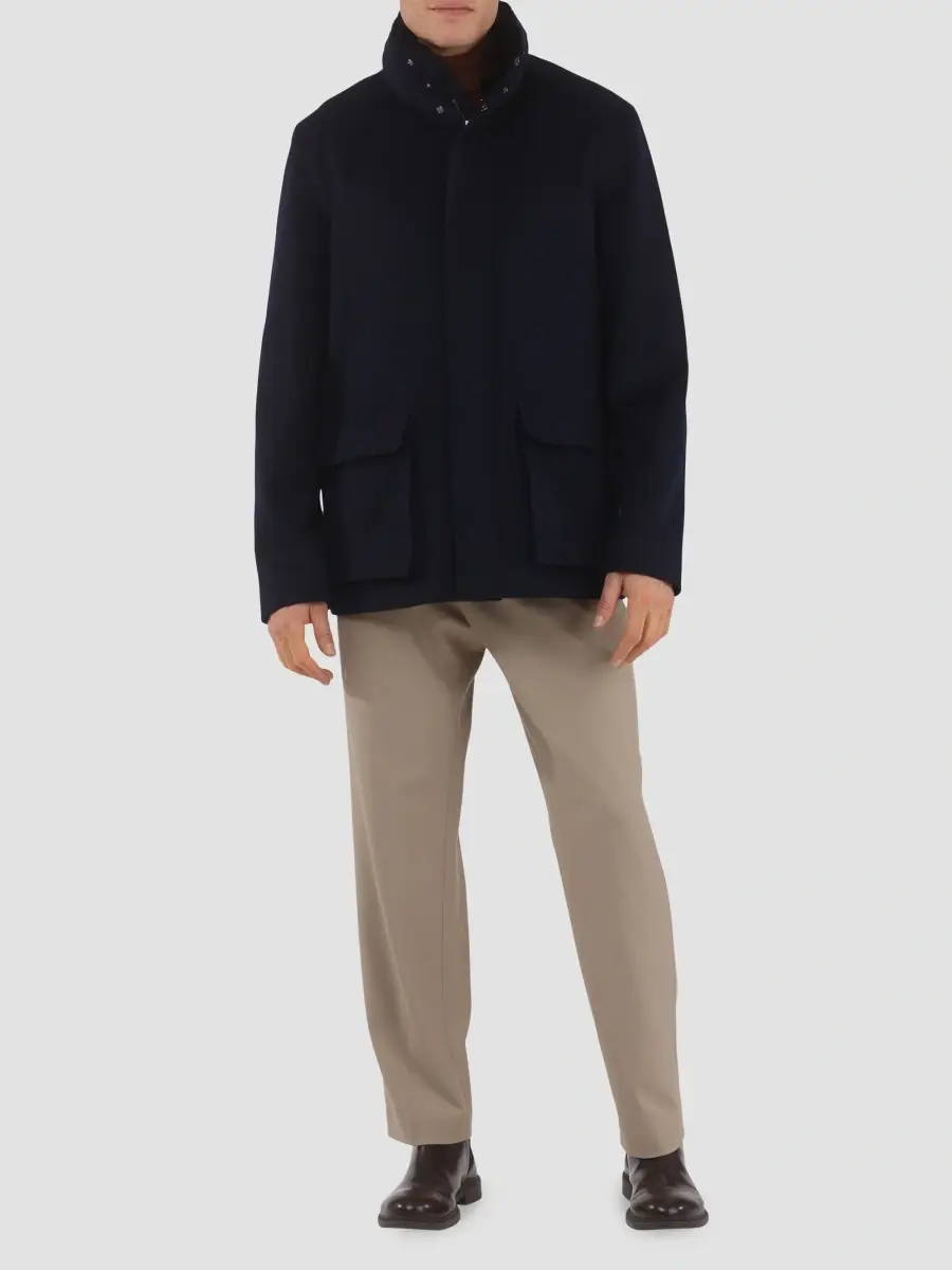 Gorski Men's Wool Jacket with Detachable Select Shearling Lamb Collar | Thumbnail 2