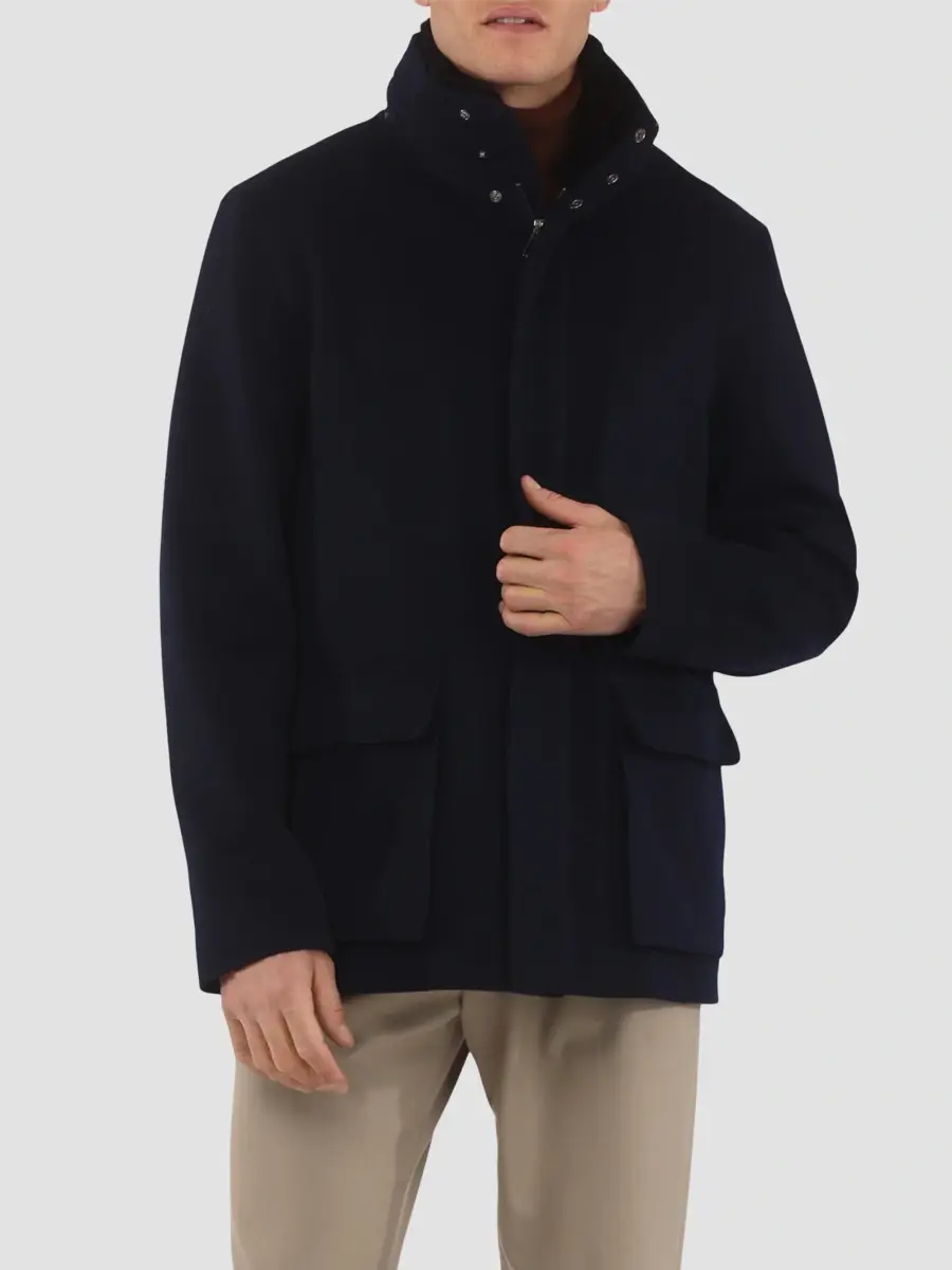 Gorski Men's Wool Jacket with Detachable Select Shearling Lamb Collar | Thumbnail 3