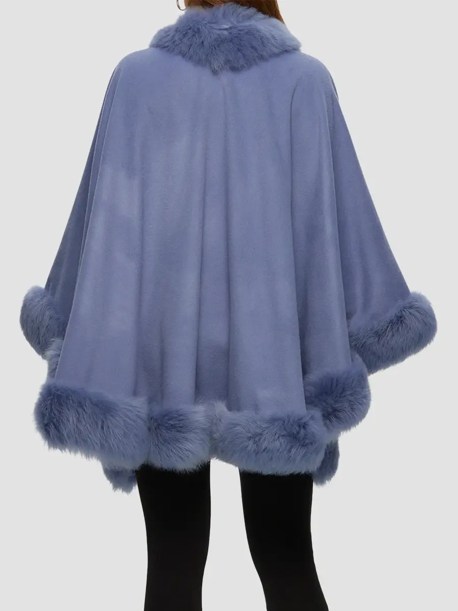 Gorski Women's Cashmere Cape with Toscana Shearling Lamb Trim | Thumbnail 4 Gorski Women's Cashmere Cape with Toscana Shearling Lamb Trim | Thumbnail 4
