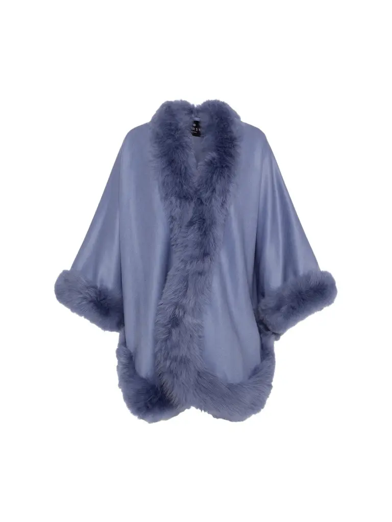 Gorski Women's Cashmere Cape with Toscana Shearling Lamb Trim