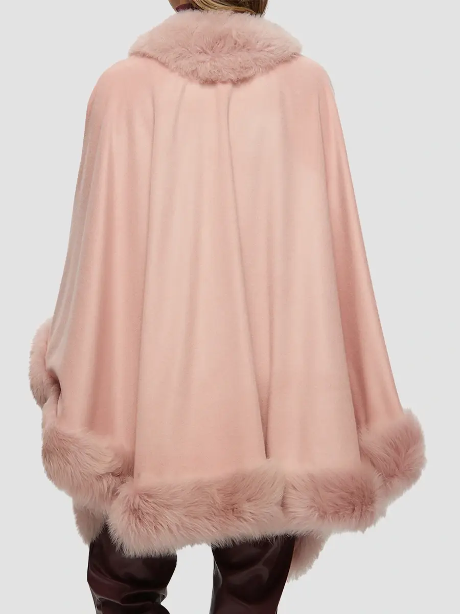 Gorski Women's Cashmere Cape with Toscana Shearling Lamb Trim | Thumbnail 4 Gorski Women's Cashmere Cape with Toscana Shearling Lamb Trim | Thumbnail 4