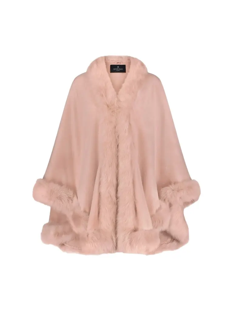 Gorski Women's Cashmere Cape with Toscana Shearling Lamb Trim