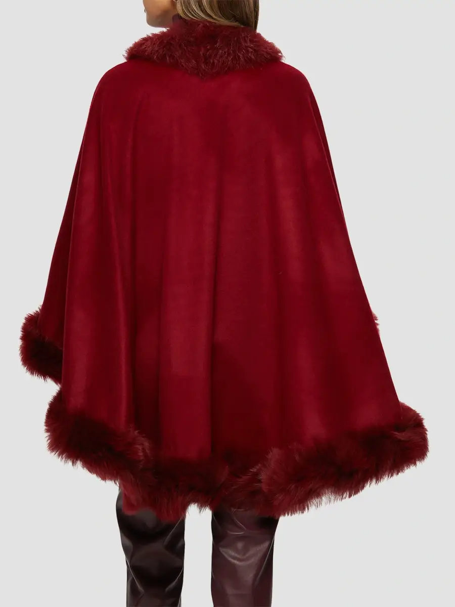 Gorski Women's Cashmere Cape with Toscana Shearling Lamb Trim | Thumbnail 4 Gorski Women's Cashmere Cape with Toscana Shearling Lamb Trim | Thumbnail 4