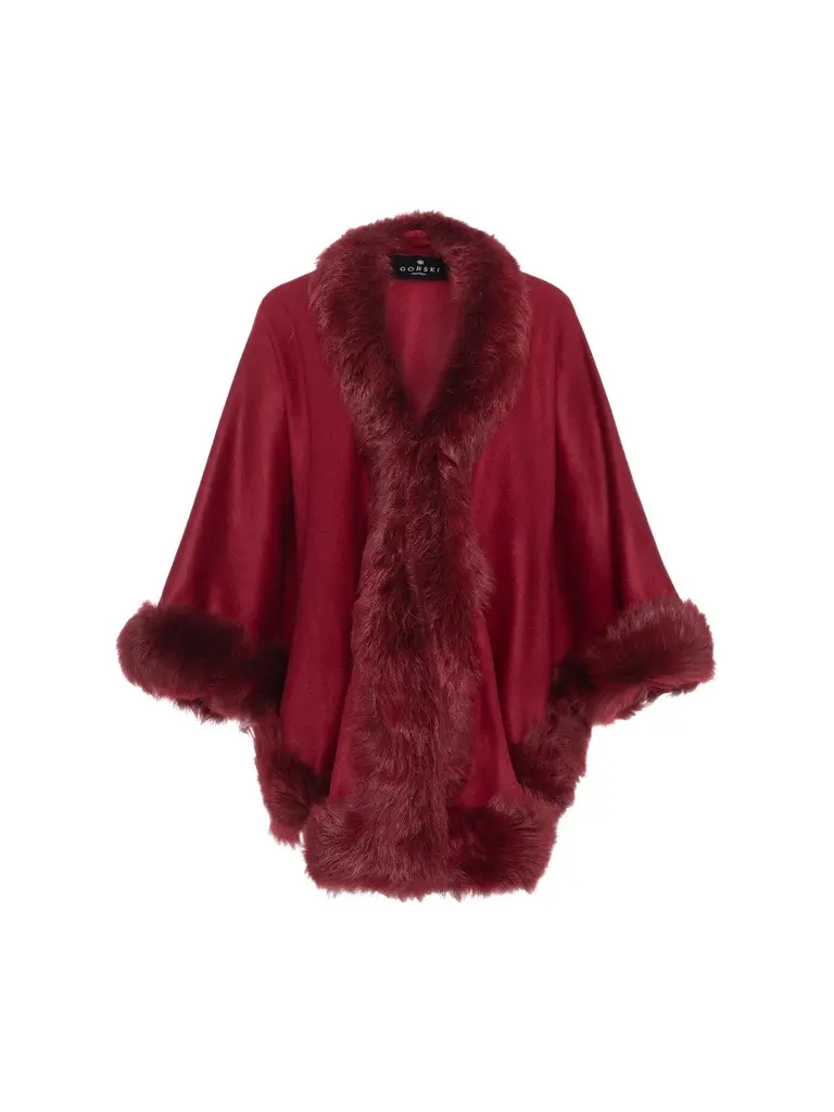 Gorski Women's Cashmere Cape with Toscana Shearling Lamb Trim