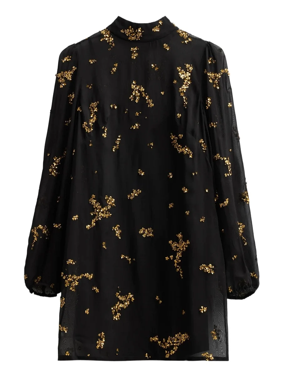 AZEEZA Women's Orion Embellished Organza Mini Dress