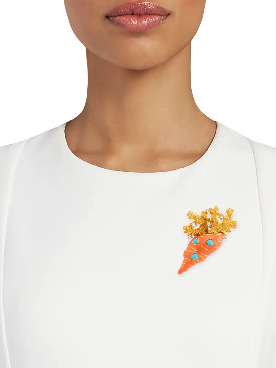 KENNETH JAY LANE Women's Goldtone & Mixed-Media Shell Brooch | Thumbnail 2 KENNETH JAY LANE Women's Goldtone & Mixed-Media Shell Brooch | Thumbnail 2