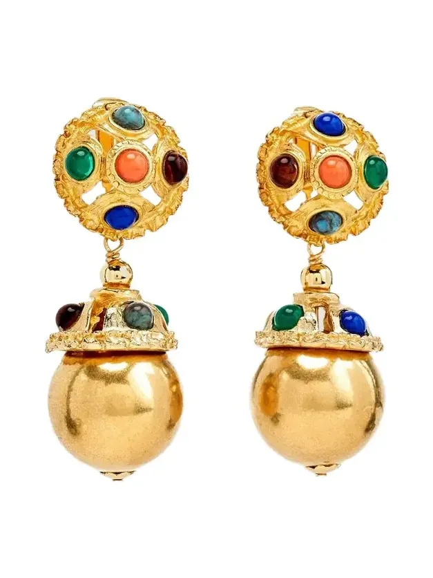 Women's Goldtone & Multi-Stone Cabochon Drop Earrings Women's Goldtone & Multi-Stone Cabochon Drop Earrings
